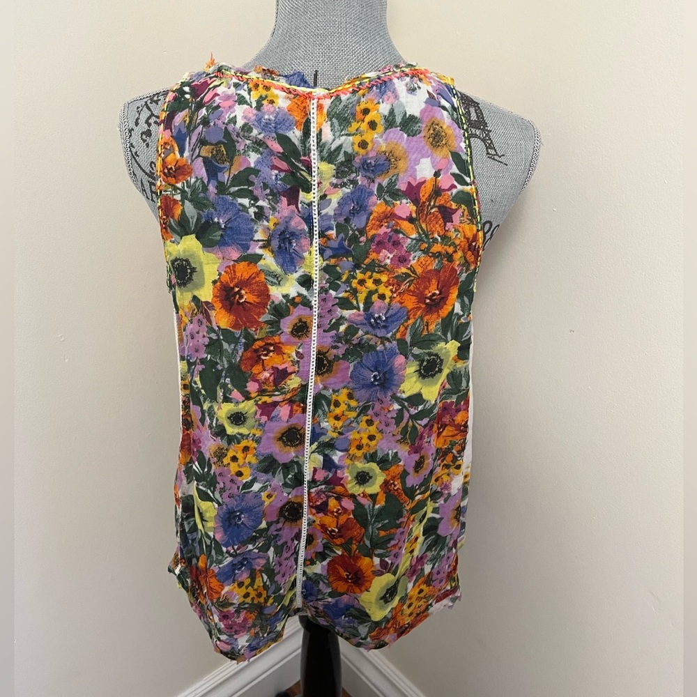 Anthro. RAGA Floral Swing Sleeveless Blouse, XS - Picture 5 of 11